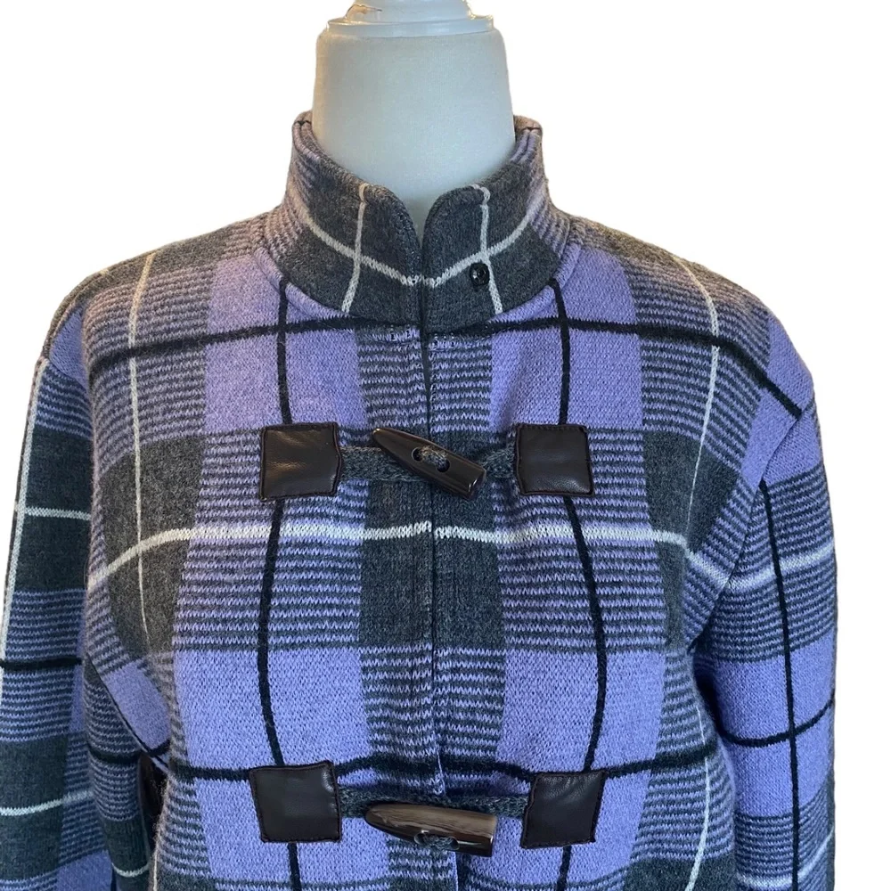 Doncaster Lavender/Grey Wool Plaid Knit Jacket Medium